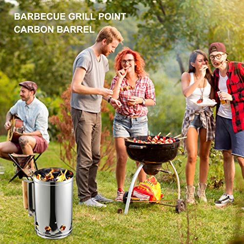 Cabilock Charcoal Grill Chimney Starter Quick Start Grill Barbecue Chimney Lighter Basket Can Canister BBQ Fire Starter Grilling Camping Accessories