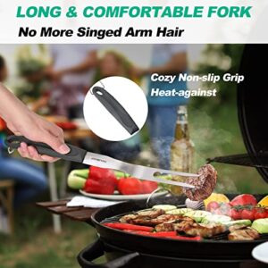 HAUSHOF Large Grill Accessories Heavy Duty BBQ Set Gifts for Men - Premium Stainless Steel Spatula, Fork & Tongs (16.5/16/16.5 in.), Barbecue Utensils Tool Kit Gift for Grilling Lover Outdoor