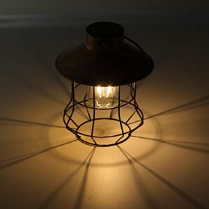 pearlstar Solar Lantern Outdoor Hanging Light-Vintage Solar Table Lamp with Warm White Bulb Design for Garden Yard Patio Decor(Copper）