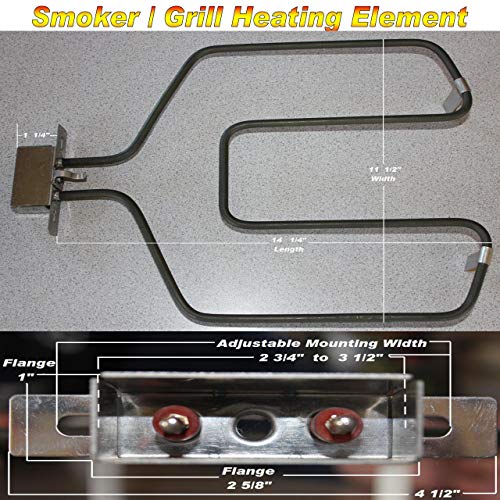 Universal Replacement Electric Smoker and Grill Heating Element with Adjustable Thermostat Controller **NEW 1500 Watts Higher Heat**