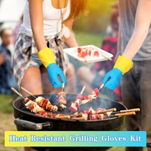 3 Pairs Meat Pulling Gloves Grilling Gloves with 6 Pairs Cotton Gloves Liner Reusable Heat Resistant BBQ Gloves Pork and Meat Pulling Gloves for Pork Chicken Hot Meat