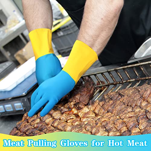 3 Pairs Meat Pulling Gloves Grilling Gloves with 6 Pairs Cotton Gloves Liner Reusable Heat Resistant BBQ Gloves Pork and Meat Pulling Gloves for Pork Chicken Hot Meat