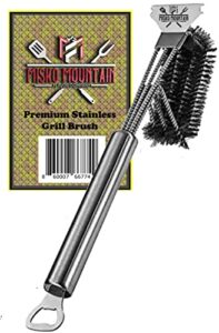 commercial quality stainless steel grill cleaning brush and scraper tool combo brought to you by misko mountain flavor company