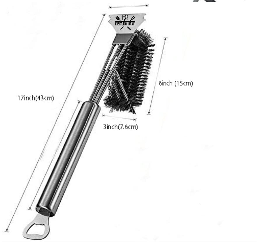 Commercial Quality Stainless Steel Grill Cleaning Brush and Scraper Tool Combo Brought to You by Misko Mountain Flavor Company