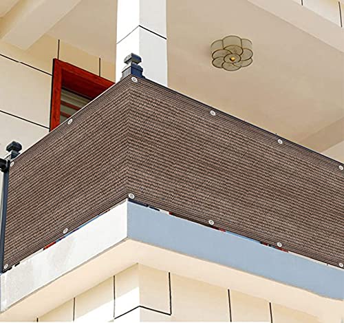 ALBN Balcony Privacy Screen Outdoor Windshield Anti-UV 90% Blockage with Eyelets and Rope for Balcony Fence Pergola (Color : Brown, Size : 90x450cm)