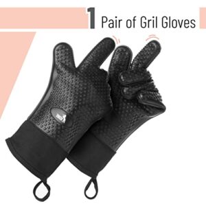 UNCO- Grill Gloves, Silicone Gloves Heat Resistant, Oven Gloves, BBQ Gloves, Meat Gloves, Barbecue Gloves, Grilling Gloves, Meat Gloves for Pulling Meat, Grill Gloves for Outdoor Grill, Grill Mitts