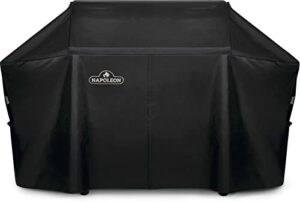 napoleon premium cover for large prestige pro 825 bbq grills, black cover, water resistant, uv protected, air vents, hanging loops, adjustable buckled straps to secure cover