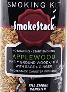 SmokeStack Finely Ground Wood Chips and Smoker Box – Turn Any Grill Oven Stovetop Into A Smoker - Evenly Adds Delicious Smoke Flavor - No Pre Soaking Needed (Applewood)