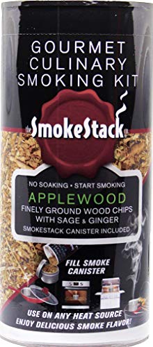 SmokeStack Finely Ground Wood Chips and Smoker Box – Turn Any Grill Oven Stovetop Into A Smoker - Evenly Adds Delicious Smoke Flavor - No Pre Soaking Needed (Applewood)