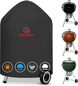 comnova charcoal kettle grill cover - 600d bbq cover for weber 22 inch charcoal grill, heavy duty & waterproof covers for weber 22 inch master touch charcoal grill, original kettle grill and more