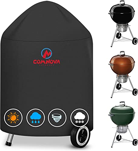 Comnova Charcoal Kettle Grill Cover - 600D BBQ Cover for Weber 22 Inch Charcoal Grill, Heavy Duty & Waterproof Covers for Weber 22 Inch Master Touch Charcoal Grill, Original Kettle Grill and More