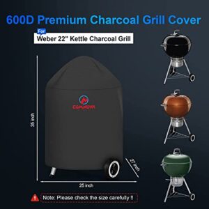 Comnova Charcoal Kettle Grill Cover - 600D BBQ Cover for Weber 22 Inch Charcoal Grill, Heavy Duty & Waterproof Covers for Weber 22 Inch Master Touch Charcoal Grill, Original Kettle Grill and More