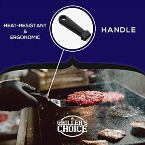 Grillers Choice-Griddle Accessories Set- 9 pc-Metal Spatula Set, Commercial Heavy Duty Stainless Steel,Flat Top,Grill,Indoor-Outdoor,Hibachi,BBQ Grilling Utensils- Designed by Chef and BBQ Judge