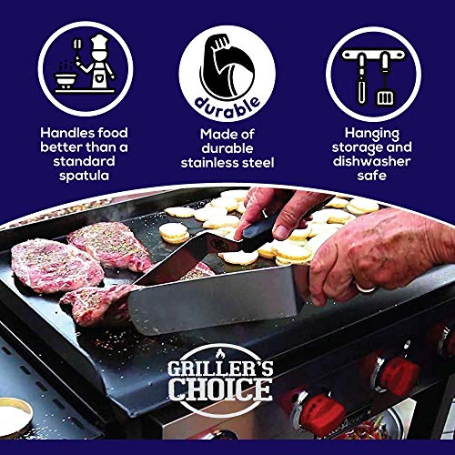 Grillers Choice-Griddle Accessories Set- 9 pc-Metal Spatula Set, Commercial Heavy Duty Stainless Steel,Flat Top,Grill,Indoor-Outdoor,Hibachi,BBQ Grilling Utensils- Designed by Chef and BBQ Judge