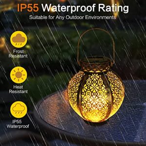 ZC GEL Solar Lanterns Outdoor Waterproof 2 Pack, Hanging Solar Lights Metal Retro Solar Lantern Outdoor Decorative for Garden, Patio, Courtyard, Party