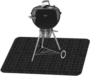 fasmov under the grill mat, 36 x 48 inches pvc grill mat grill and garage protective mat, protects decks and patios from grease splashes, pvc flame retardant material, black