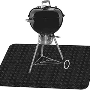 Fasmov Under The Grill Mat, 36 x 48 inches PVC Grill Mat Grill and Garage Protective Mat, Protects Decks and Patios from Grease Splashes, PVC Flame Retardant Material, Black