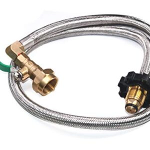 DOZYANT Universal 3 Feet Propane Refill Hose with ON-Off Control Valve Propane Refill Adapter for 1 lb Propane Tank Cylinder Bottle, POL Propane Tank Connector Stainless Steel Hose