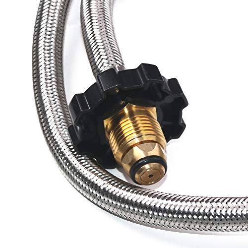 DOZYANT Universal 3 Feet Propane Refill Hose with ON-Off Control Valve Propane Refill Adapter for 1 lb Propane Tank Cylinder Bottle, POL Propane Tank Connector Stainless Steel Hose