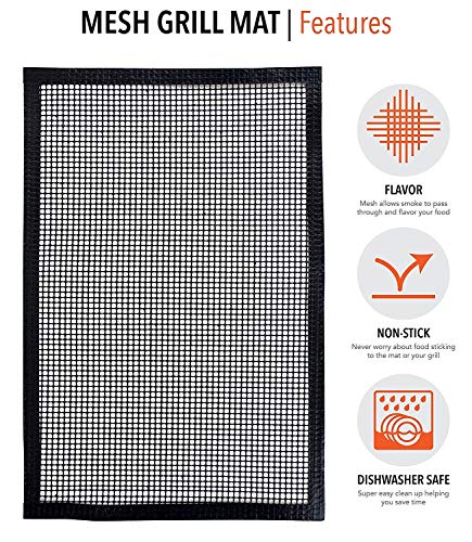 BBQ Butler Non-Stick BBQ Mesh Grill Mat- Perfect For Smokers - Traeger, Green Egg, Kamodo Compatible