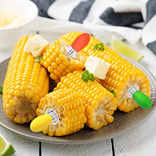 AUGSUN 18 Pcs Stainless Steel Corn Cob Holders with Silicone Handle & Convenient Butter Spreading Tool