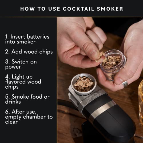 Smoking Gun, Smoke Gun for Cocktails - Cocktail Smoker Kit & 8 Wood Chip Flavors - Drink Smoker Infuser Kit - Indoor Smoker Drink Smoker - Smoking Gun Food Smoker, Old Fashioned Smoker Kit for Whiskey