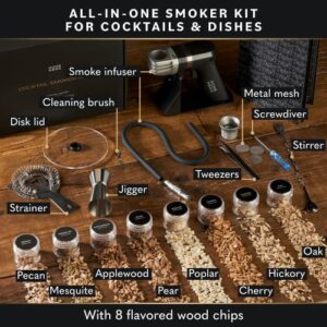 Smoking Gun, Smoke Gun for Cocktails - Cocktail Smoker Kit & 8 Wood Chip Flavors - Drink Smoker Infuser Kit - Indoor Smoker Drink Smoker - Smoking Gun Food Smoker, Old Fashioned Smoker Kit for Whiskey