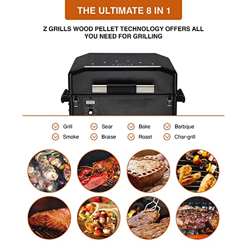 Z GRILLS ZPG-200A Portable Wood Pellet Grill & Electric Smoker – Camping BBQ Combo with Auto Temperature Control