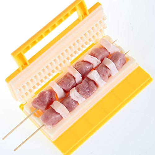 DOITOOL Meat Skewer Tools Barbecue Meat Skewer Machine BBQ Meat String Device Quick Portable Meat Skewer Box Easy Skewer Tools (Double-Row) Meat Maker Grill