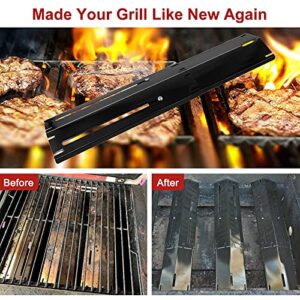 Universal Adjustable Grill Heat Plates/Heat Tents/Burner Covers/Heat Deflectors/BBQ Grill Heat Shields/Grill Cover Plates/Grill Diffuser for Gas Grill, Porcelain Steel Grill Replacement Parts (4-Pack)