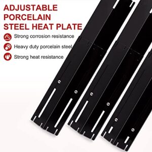 Universal Adjustable Grill Heat Plates/Heat Tents/Burner Covers/Heat Deflectors/BBQ Grill Heat Shields/Grill Cover Plates/Grill Diffuser for Gas Grill, Porcelain Steel Grill Replacement Parts (4-Pack)