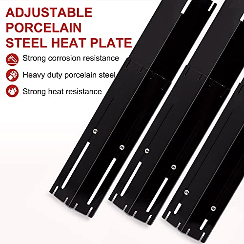 Universal Adjustable Grill Heat Plates/Heat Tents/Burner Covers/Heat Deflectors/BBQ Grill Heat Shields/Grill Cover Plates/Grill Diffuser for Gas Grill, Porcelain Steel Grill Replacement Parts (4-Pack)