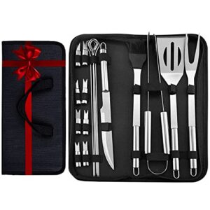 hobylife 20-piece grill set for outdoor grill with case, premium grill tool set stainless steel, bbq tools grilling tool set, grill utensils for outdoor grill, christmas grilling gifts for men, dad