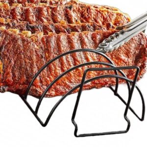 kona rib racks for grilling and smoking - easy to clean reversible non-stick bbq smoker rib rack for smoking up to 6 full racks of ribs, perfect smoker accessories gifts for men