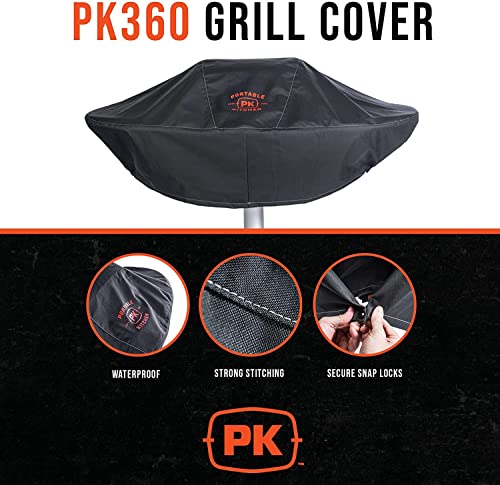 PK Grills 360 Charcoal BBQ Grill Cover, Heavy-Duty Waterproof Outdoor Thick Vinyl, PK 360 Grill Accessories, Charcoal Gray