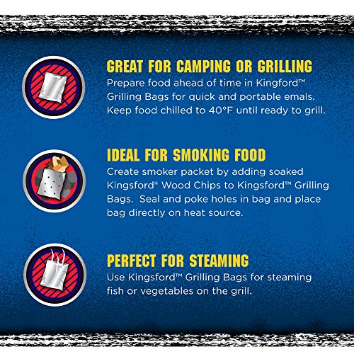 Kingsford Heavy Duty Aluminum Grill Bags, 4 Pack | Foil Packets for Grilling, Recyclable And Disposable Grilling Accessories | Foil Bag Measures 15.5" x 10" | Foil Grilling Bag, Grilling Bags