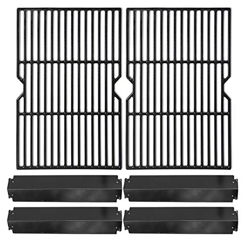 Hongso Porcelain Cast Iron Cooking Grid Grill Grates and Steel Heat Plates Replacement Kit for Charbroil 463268008 463244011 463212511 463224611, Kenmore 415.166579, Uniflame Gas Grill, PCF652-PPC3214