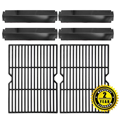 Hongso Porcelain Cast Iron Cooking Grid Grill Grates and Steel Heat Plates Replacement Kit for Charbroil 463268008 463244011 463212511 463224611, Kenmore 415.166579, Uniflame Gas Grill, PCF652-PPC3214