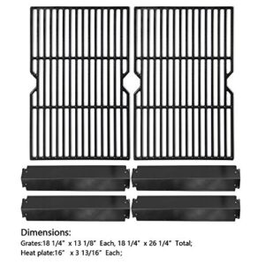 Hongso Porcelain Cast Iron Cooking Grid Grill Grates and Steel Heat Plates Replacement Kit for Charbroil 463268008 463244011 463212511 463224611, Kenmore 415.166579, Uniflame Gas Grill, PCF652-PPC3214