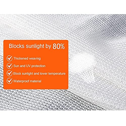 ALBN-Shading net Outdoor Shading Netting 80% Shading Rate HDPE Anti-UV for Garden Balcony Window with Free Universal Buckle (Color : White, Size : 2x5m)