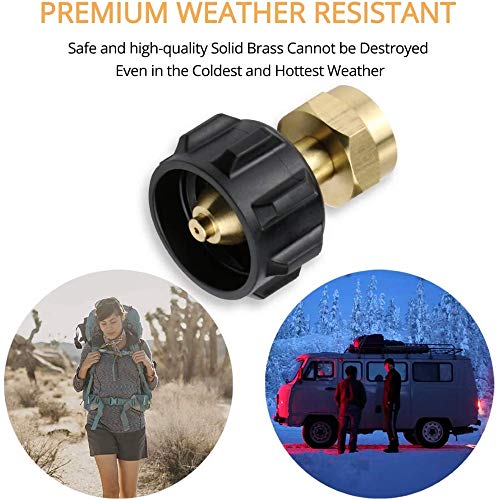 Universal QCC1 Propane Tank Refill Adapter Solid Brass Valve Filler Coupler for 1LB Disposable Small Propane Bottle, LP Gas Cylinder Canister (2pcs)