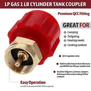 GasOne Propane Refill Adapter and 4ft Propane Hose Adapter 1lb to 20lb - Propane Cylinder with Type 1 - Fits All 1 LB Throwaway Disposable Cylinder