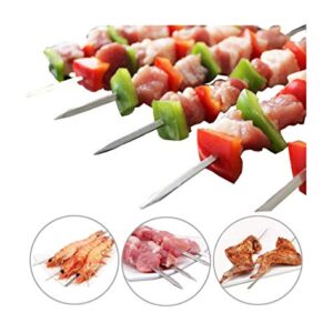 Antallcky 12 Pack Kabob Skewers BBQ Barbecue Skewers Stainless Steel Sticks Heavy Duty Large Wide Reusable with Nonslip Ring Handle Ideal for Shish Kebab Chicken Shrimp and Vegetables (22 inch)