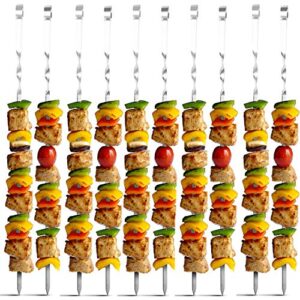 Antallcky 12 Pack Kabob Skewers BBQ Barbecue Skewers Stainless Steel Sticks Heavy Duty Large Wide Reusable with Nonslip Ring Handle Ideal for Shish Kebab Chicken Shrimp and Vegetables (22 inch)