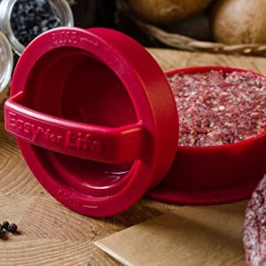 Easy for Life Stuffed Burger Press Kit 3 in 1 - Exclusive Red Color with 20 Free Wax Patty Papers, Non Stick Hamburger Maker, Homemade Patties & Sliders, Patty Molds, Veggie Hamburger Press Shaper