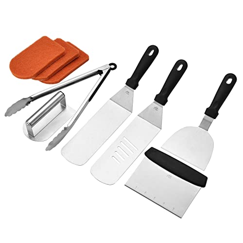 Griddle Spatula Heavy Duty Flat Top Grill Accessory Tool Kit with Griddle Spatula Chopper Scraper Tong Blackstone Cleaning Tool Accessories 10 Pcs