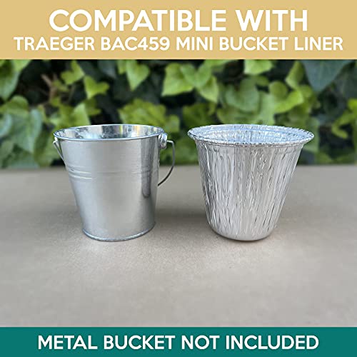 (20 Pack) Grease Bucket Liner Compatible with Traeger Grills BAC459 l Fits Ranger, Scout, PTG Mini Grease Buckets l Disposable Aluminum Foil