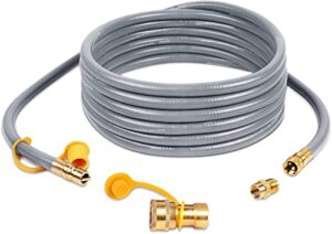 gaspro 24ft 1/2" id natural gas hose, low pressure lpg hose with quick connect, for weber, char-broil, pizza oven, patio heater and more