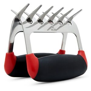 AMZ BBQ CLUB, BBQ Gloves and Metal Meat Claw Accessories with Heat-Resistant Silicone Glove and Meat Shredder (Red)