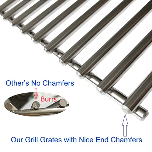 GRILLJOB 2 Pack 16 15/16" x8 5/16" Stainless Steel 304 Grill Grates Replacement Upgraded with Finger Lifting Hole for Kenmore CharBroil Broil King Kirkland Master Chefand Thermos Grill Models, SC1702